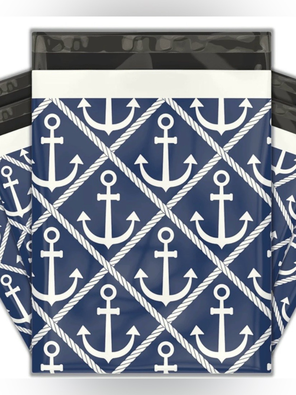 20 Ahoy Nautical Anchor Polymailers 10x13 | Coastal Navy Shipping Bags